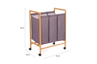 Panier à linge en bambou avec roulettes Maya - 62 x 83 x 40 cm