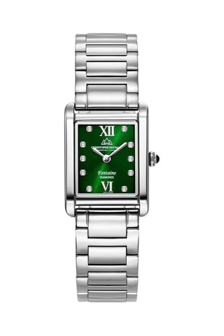 Stalen Quartz Horloge met Diamanten Fontaine