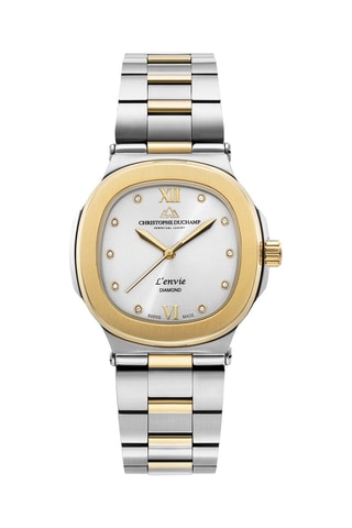 Stalen Quartz Horloge met Diamanten L’Envie