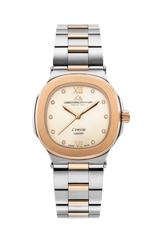Stalen Quartz Horloge met Diamanten