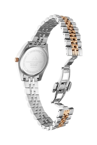 Stalen Quartz Horloge met Diamanten