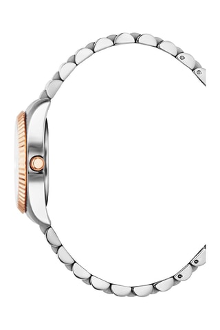 Stalen Quartz Horloge met Diamanten