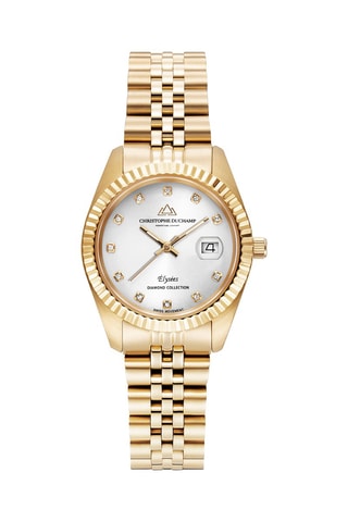 Stalen Quartz Horloge met Diamanten