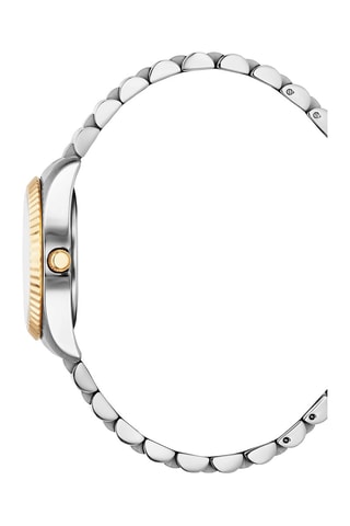 Stalen Quartz Horloge met Diamanten