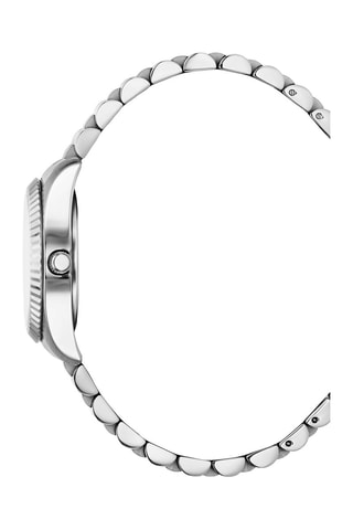Stalen Quartz Horloge met Diamanten Elysées - Zilverkleurig en zwart