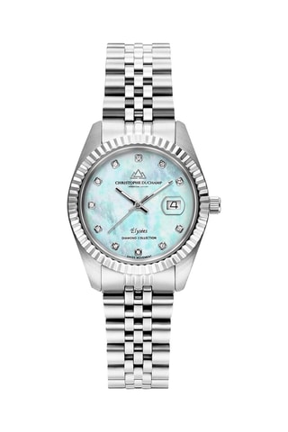 Stalen Quartz Horloge met Diamanten