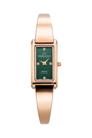 Stalen Quartz Horloge met Diamanten Aurora -
