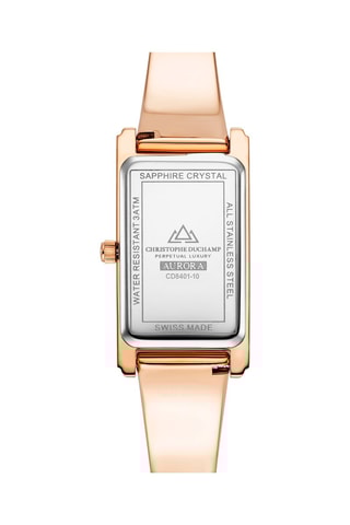 Stalen Quartz Horloge met Diamanten Aurora -