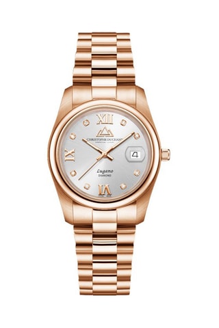 Stalen Quartz Horloge met Diamanten - Roségoudkleurig