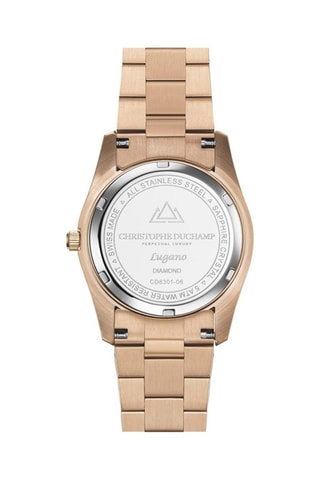 Stalen Quartz Horloge met Diamanten - Roségoudkleurig