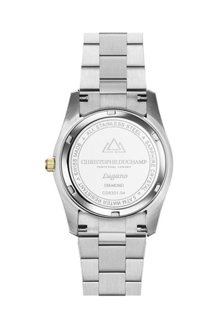 Stalen Quartz Horloge met Diamanten - Zilverkleurig en Goudkleurig