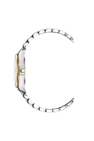 Stalen Quartz Horloge met Diamanten - Zilverkleurig en Goudkleurig