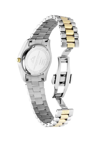 Stalen Quartz Horloge met Diamanten - Zilverkleurig en Goudkleurig
