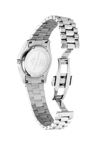 Stalen Quartz Horloge met Diamanten - Zilverkleurig en Zwart
