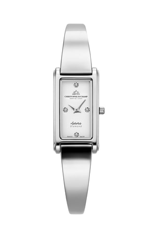 Stalen Quartz Horloge met Diamanten Aurora -