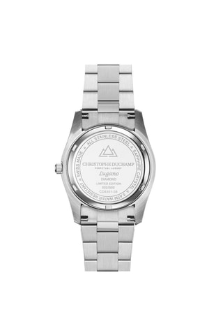 Stalen Quartz Horloge, Parelmoer en Diamanten - Zilverkleurig en paars