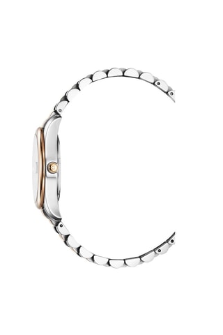 Stalen Quartz Horloge met Diamanten - Roségoudkleurig en Zilverkleurig