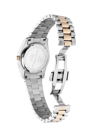 Stalen Quartz Horloge met Diamanten - Roségoudkleurig en Zilverkleurig