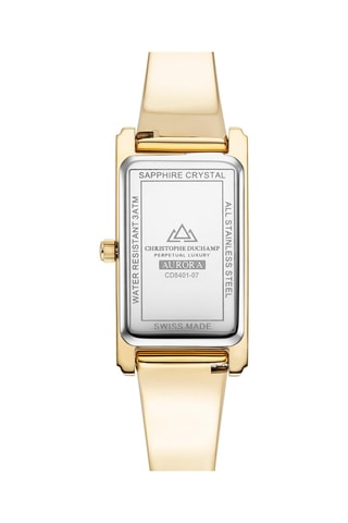 Stalen Quartz Horloge met Diamanten Aurora -