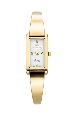 Stalen Quartz Horloge met Diamanten Aurora -