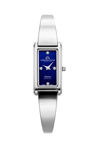Stalen Quartz Horloge met Diamanten Aurora -