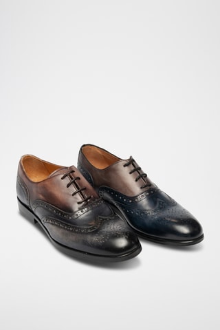 Richelieus en cuir - Bleu marine et marron