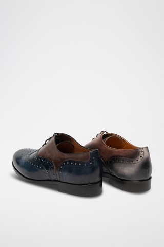 Richelieus en cuir - Bleu marine et marron