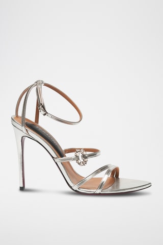 Sandales à talons en cuir - Argenté