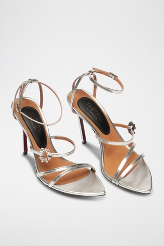 Sandales à talons en cuir - Argenté