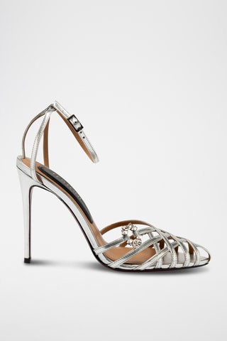 Sandales à talons en cuir verni - Argenté
