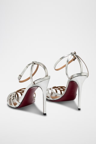 Sandales à talons en cuir verni - Argenté