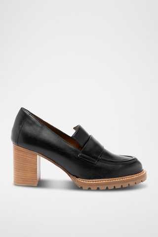 Mocassins à talons en cuir - Noir