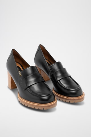 Mocassins à talons en cuir - Noir