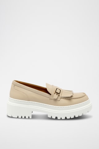 Mocassins plateformes en cuir - Beige