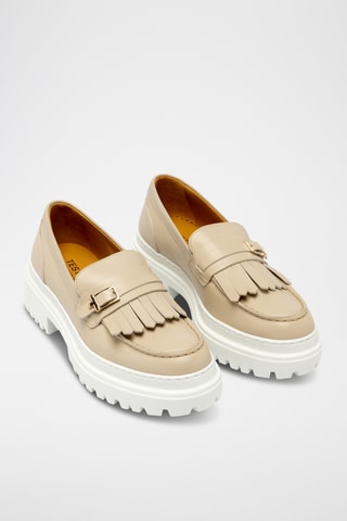 Mocassins plateformes en cuir - Beige
