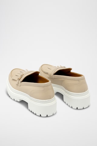 Mocassins plateformes en cuir - Beige