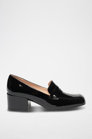 Mocassins à talons en cuir verni - Noir