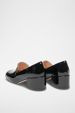 Mocassins à talons en cuir verni - Noir