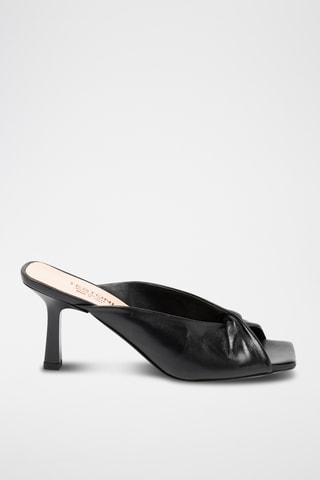 Mules à talons en cuir d'agneau - Noir