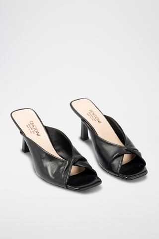 Mules à talons en cuir d'agneau - Noir