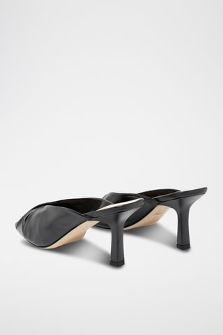 Mules à talons en cuir d'agneau - Noir