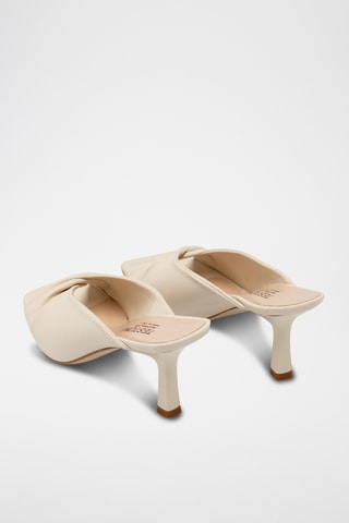 Mules à talons en cuir d'agneau - Crème