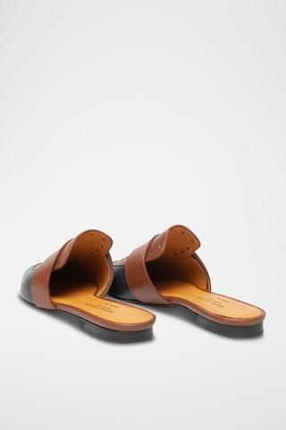 Sabots en cuir - Bleu marine et marron