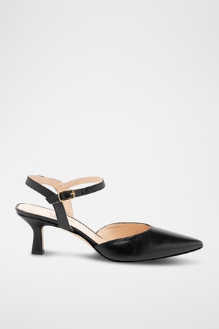 Slingback à talons en cuir - Noir