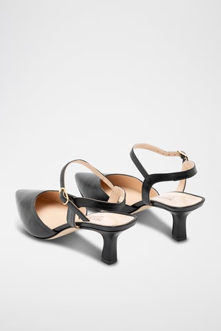Slingback à talons en cuir - Noir