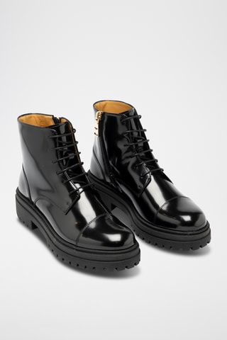 Bottines montantes en cuir - Noir
