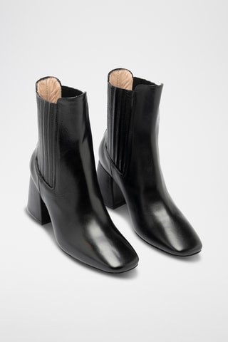 Bottines montantes en cuir - Noir