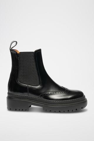 Bottines Chelsea montantes en cuir - Noir