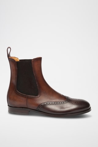 Bottines Chelsea montantes en cuir - Marron