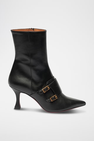 Bottines montantes en cuir - Noir